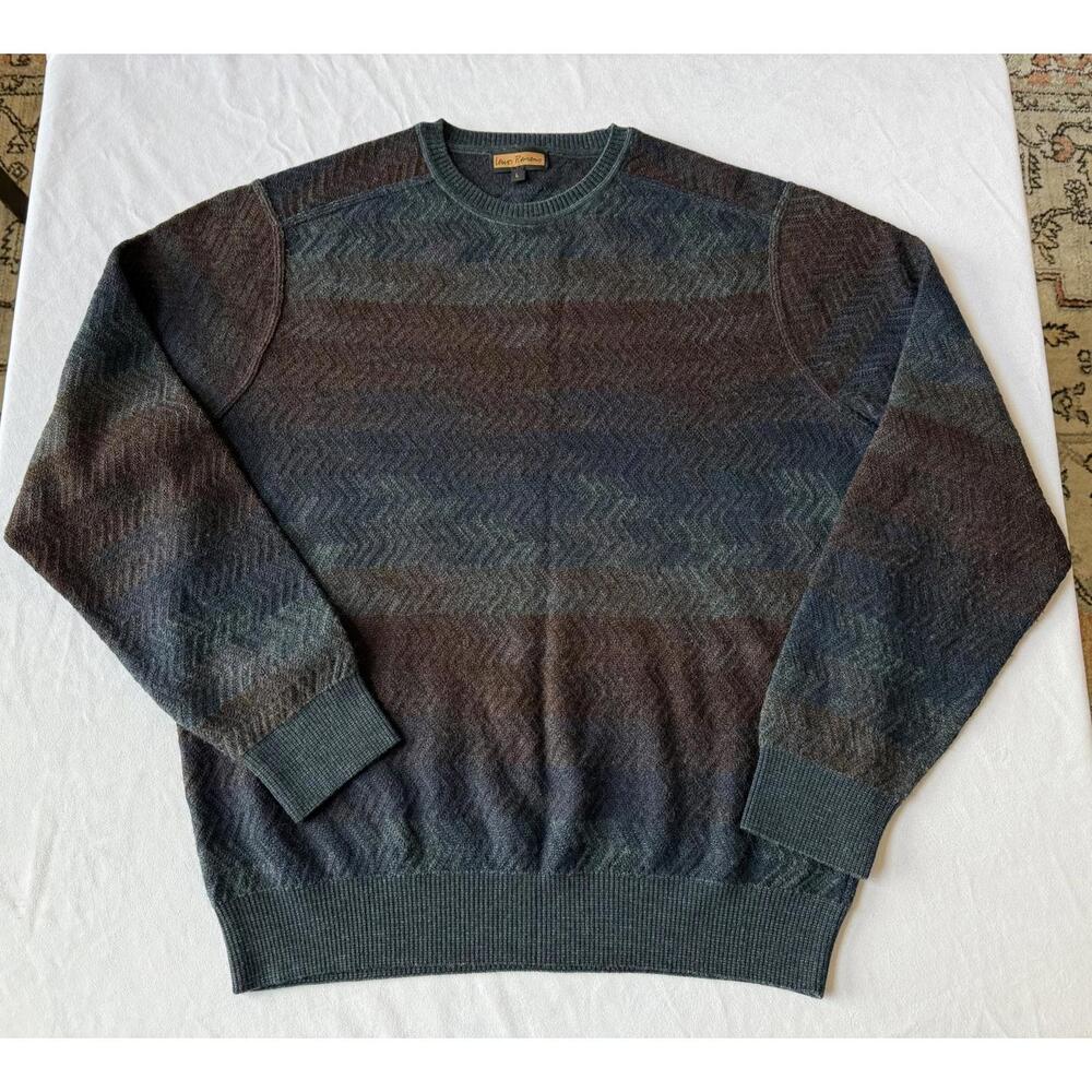Vintage Loren Romano Men's Merino Wool Knit Sweater Size Large